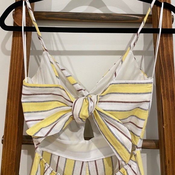 Yellow and White Stripe Romper with Cutout - Picture 5 of 6